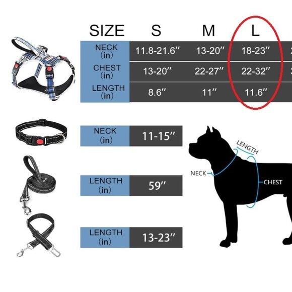No Pull Dog Harness with Leash & Collar, Adjustable Dog Vest Harness Reflective - Picture 9 of 9